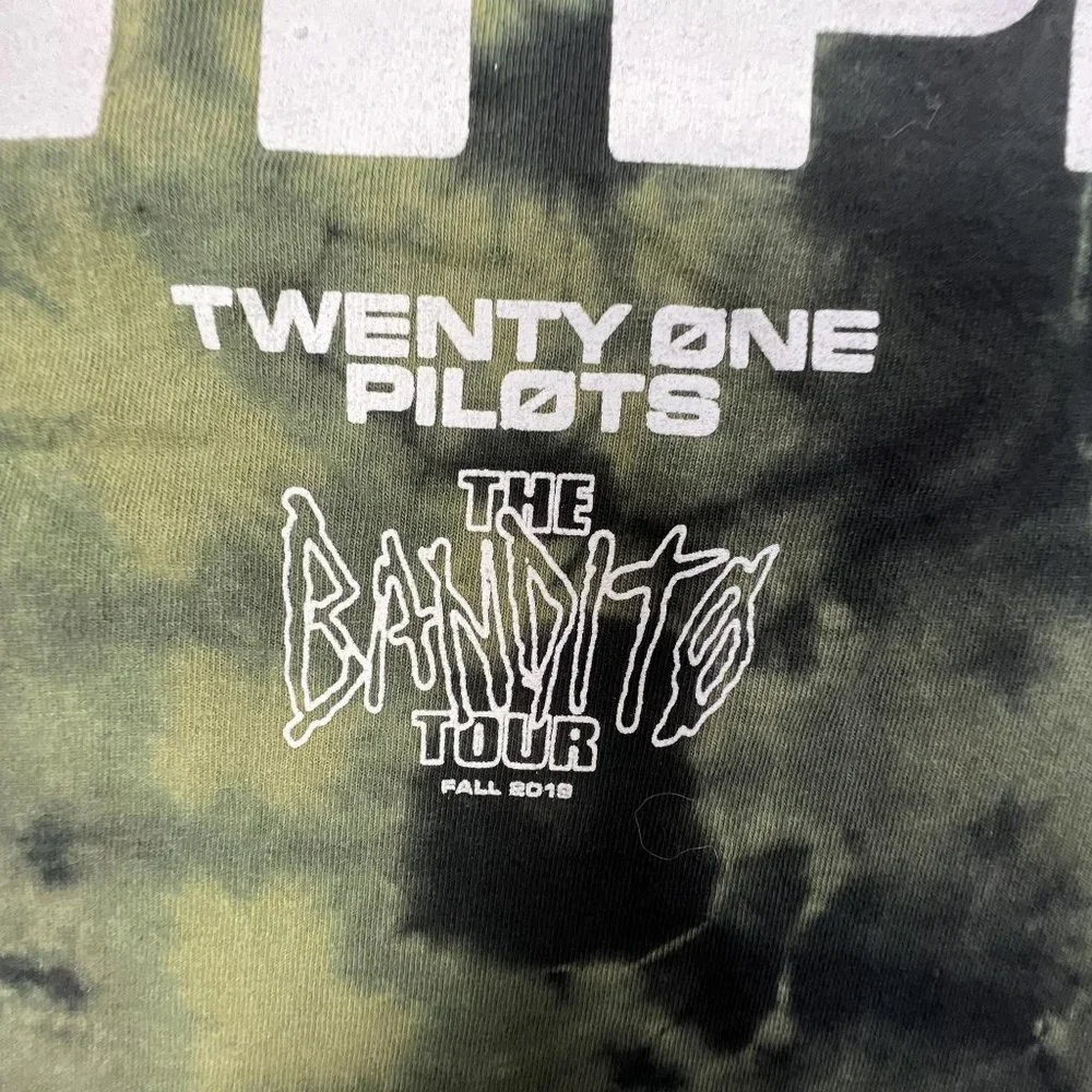 Twenty One Pilots The Bandits 2019 Tour T Shirt Green Tie Dye Mens Small S - Picture 5 of 8
